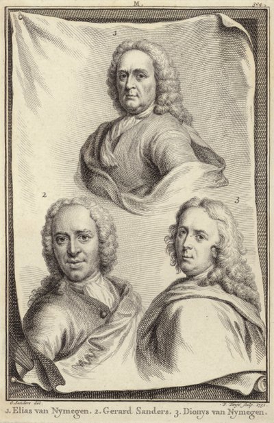 Retratos de Elias van Nijmegen, Gerard Sanders y Dionys van Nijmegen de Gerard Sanders